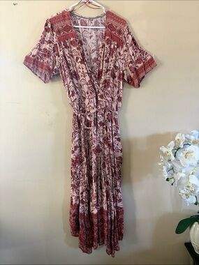 Target Pink Floral Boho Wrap Maxi Dress Size Large